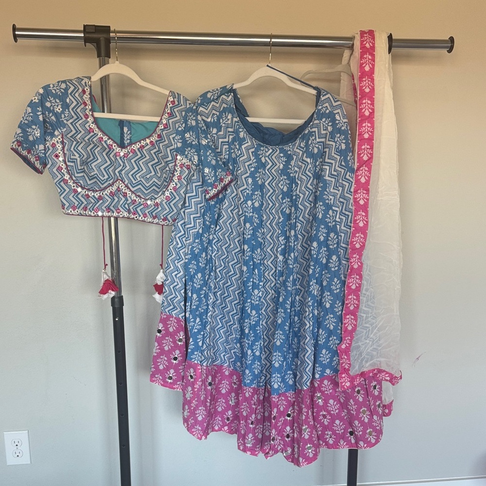 Blue and Pink Chaniya choli Outfit Set